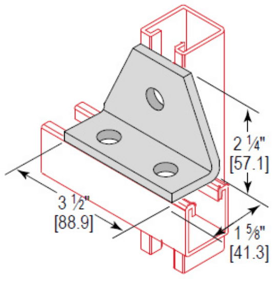 Minerallac Company CAGX3HEG - A 3 hole cross gusset corner angle. It is zinc plated. The sheet identifies it as catalog number CAGX3HEG.
