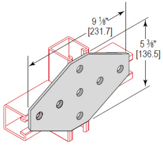 Minerallac Company XGP7HEG - This is a 7 hole cross gusset plate. It is zinc plated. The sheet identifies it as catalog number XGP7HEG.