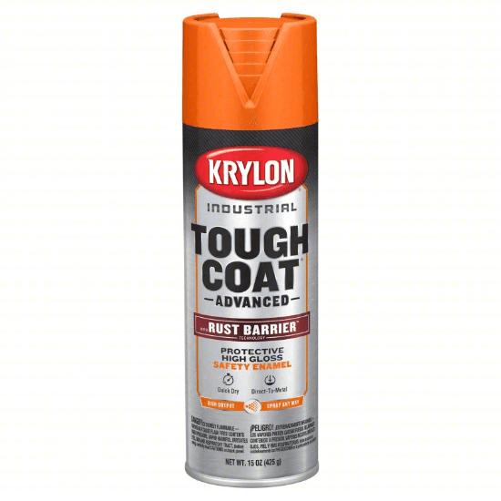 An industrial acrylic enamel paint in OSHA Orange. It is part of the Krylon Industrial Tough Coat Acrylic Enamel Paint series. The listed size is 16 oz.