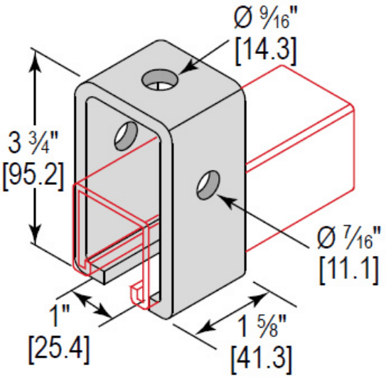 Minerallac Company UFTS3HEG - Ufitting Trolley Support 3 Hole, Zinc Plated. The sheet title identifies this as a 5/16-18 x 3-1/2 HHCS in 18-8 stainless steel. It is a stud bolt product used as a trolley support component.
