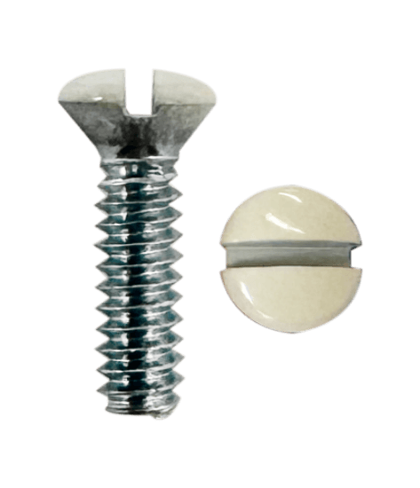 Minerallac Company 51111J - Wall plate screw for installing wall plates or as replacement screws. It is made of steel with a light almond painted oval head finish. The screw size is 6-32 x 3/4 in, with fine threads, a 1/4 in head width, and 1/8 in head height.
