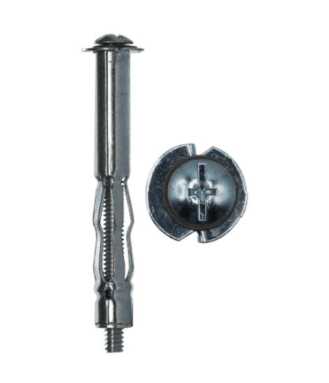 Hollow wall anchors for light-weight duty use in drywall, sheetrock, plaster, or paneling with a pre-drilled hole. They are steel with a zinc plated finish and are designed to resist vibration without cracking or crumbling the wall material. The anchor size is 1/4 in. diameter by 3-1/2 in. length, with a 1/2 in. drill size and 1/4"-20 screw size.