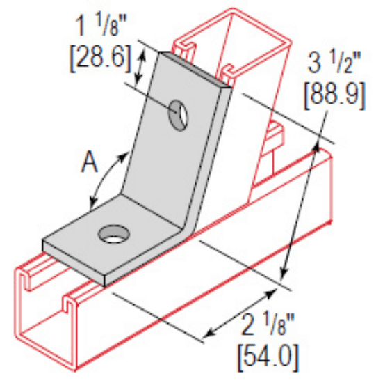 Minerallac Company CAO2H45S6 - A 2-hole open 45 degree corner angle made from Type 316 stainless steel. The sheet identifies it as a steel angle with a 45 degree angle. It is intended for corner-angle applications and is made of 316 stainless steel.