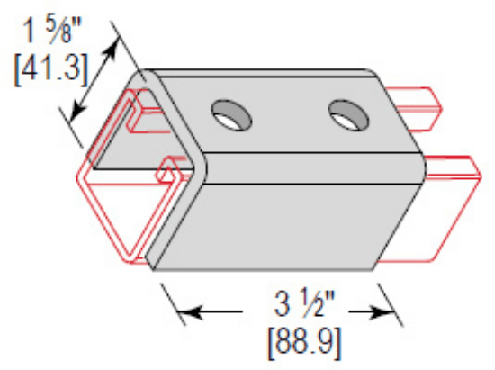 Minerallac Company UFS2H162EG - Ufitting splice for 2-hole 1-5/8 channel. It is zinc plated. The sheet identifies it as catalog number UFS2H162EG.