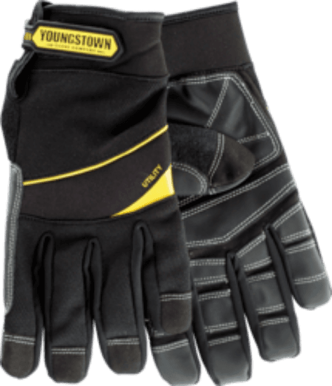 Minerallac Company 67565 - This is a full finger work glove in black, sized Extra Large. It is an abrasion-resistant general utility glove with a neoprene cuff. The glove features heavy-duty non-slip reinforcement on the palm, fingers, and thumb, plus an ergonomic form-fit design for reduced hand fatigue and wrist support.