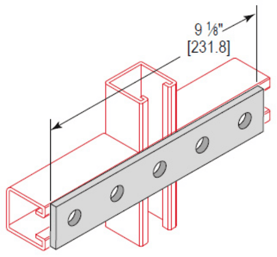Minerallac Company SP5HEG - A flat plate fitting made of steel with an electro-galvanized finish. It has 5 mounting holes spaced 9/16 in. on center and a thickness of 1/4 in. The plate type is straight flat plate.
