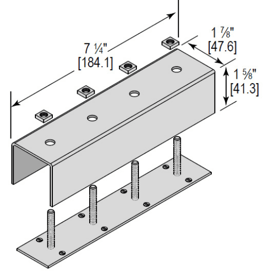 Minerallac Company CSA4HSPEG - A channel splice assembly with 4 holes, stud plate, and hardware. The sheet identifies it as catalog number CSA4HSPEG. No material, finish, or dimensional specifications are printed on the sheet.