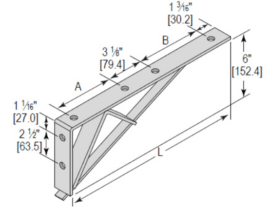 Minerallac Company BRB6H2050EG - Bracket with brace and 6 holes. It is zinc plated. The listed length is 20-1/2 in.