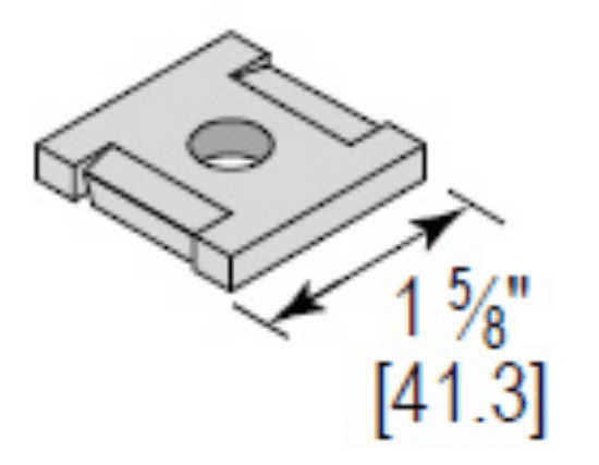 Square washer notched for 1/2 in bolt sizes. It has an electro-galvanized finish and is 1/4 in thick. The washer measures 1-5/8 in outside width with a 9/16 in inside diameter.