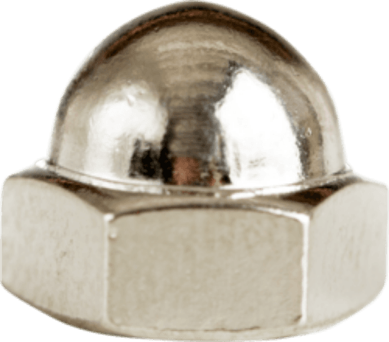 Minerallac Company 41336J - This is a 3/8-16 cap nut. The sheet identifies it as nickel plated, and the product line text also lists zinc plated in a jar package. It is intended for threaded fastening applications using 3/8-16 threads.