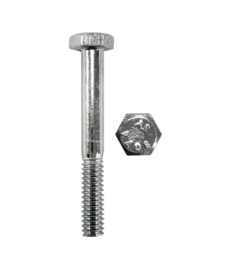 This is a 3/8-16 x 4 inch hex head bolt made of Grade 2 steel. It has a coarse 16-thread size, a 9/16 inch head width, and a 15/64 inch head height. The finish is zinc plated and the head color is silver.