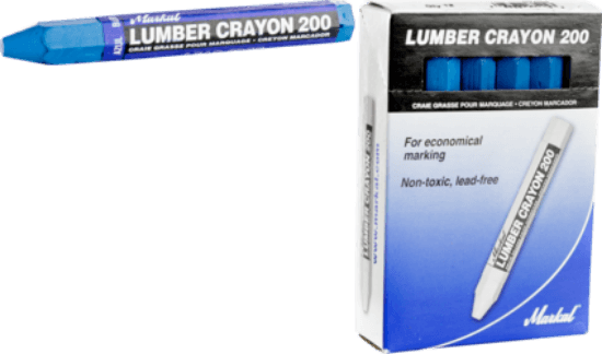 Minerallac Company 67404 - A blue lumber crayon for general-use marking. It is wax-based, soft, standard-grade, and formulated for weather- and fade-resistant marking. The crayon resists smearing and fading from exposure to water and sun and works well in cold climates. It can be used to mark metal, wood, and plastic.