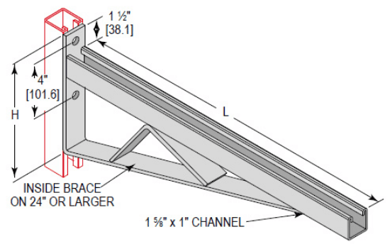 Minerallac Company BRC162B12EG - Bracket for 1-5/8 channel with brace, 12 inches long. It is zinc plated. The sheet identifies it as catalog number BRC162B12EG.