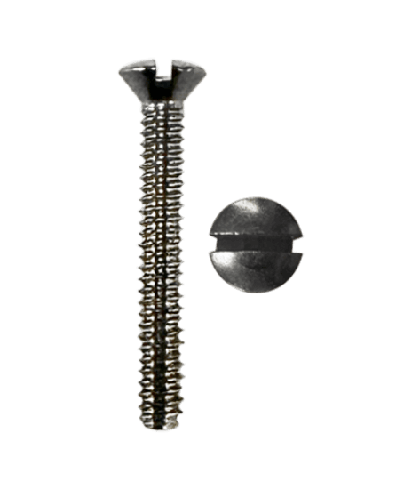 Minerallac Company 53608J - A wall plate screw for installing wall plates or as a wall plate replacement screw. It is made of 18-8 stainless steel with a stainless steel finish. The screw is 6-32 x 1/2 in, with an oval head, slot drive, fine thread, 1/4 in head width, and 1/8 in head height.