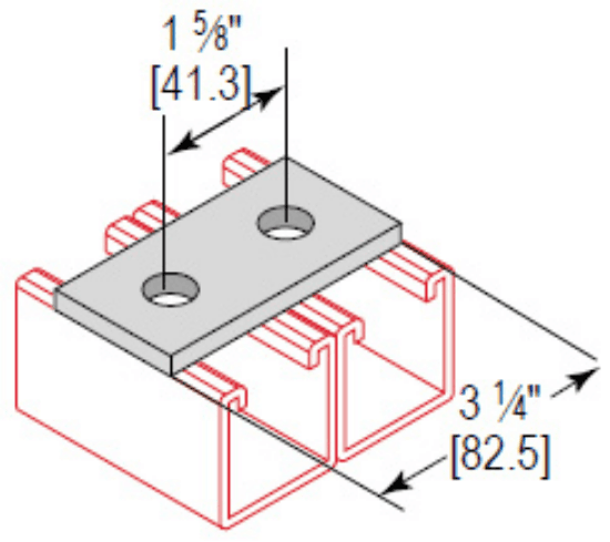 A flat plate fitting with a straight flat plate design. It is made of steel with an electro-galvanized finish. The plate has 2 mounting holes with 9/16 in. mounting hole spacing and a thickness of 1/4 in.