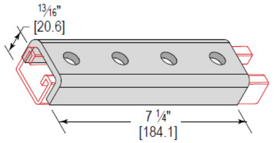 Minerallac Company UFS4H81EG - Ufitting splice for 1-3/16 channel with a 4-hole configuration. It is zinc plated. The sheet identifies it as catalog number UFS4H81EG.
