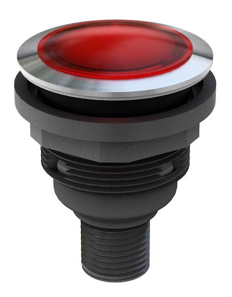 Bezel Color: Stainless Steel Polished Panel Cutout: � 22.3 mm Shape: RoundContact Type: 4-Pole M12 Connector (Integrated) A Coded Lambholder: none with integrated 3 mm LED whiteIllumination: Yes Mounting Depth: 33.7 mmCertifications: CE ROHS UL CSA