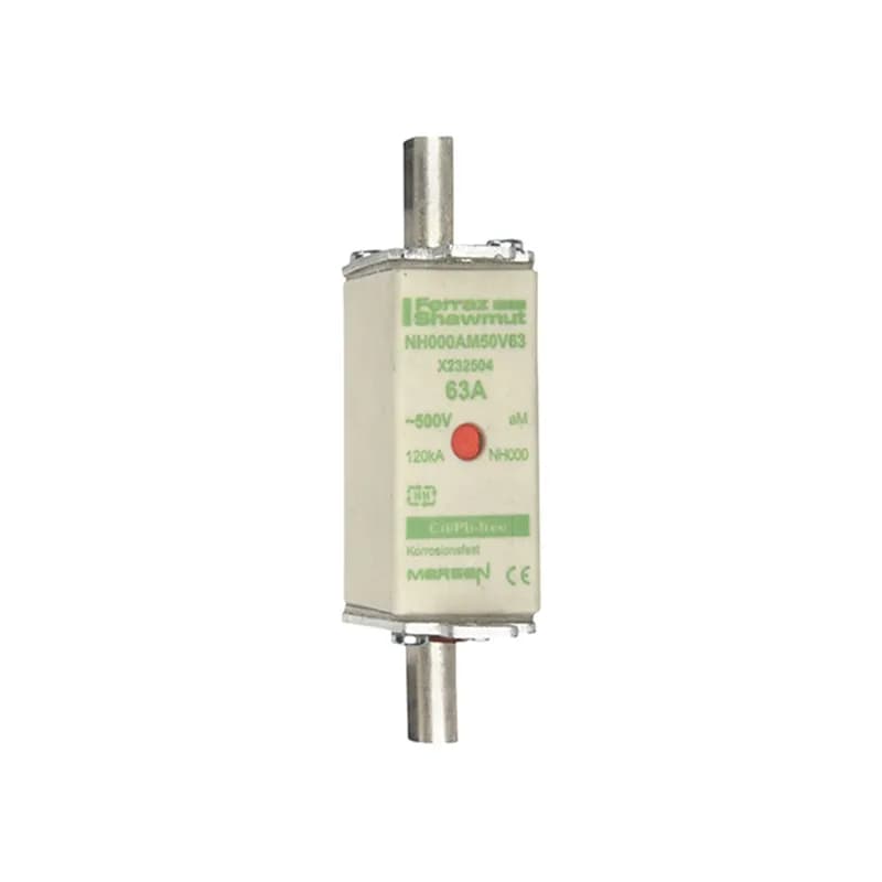 DIN NH Standard fuse-link aM Size NH000 500VAC 63A live tags Double indicator Body width 21mm