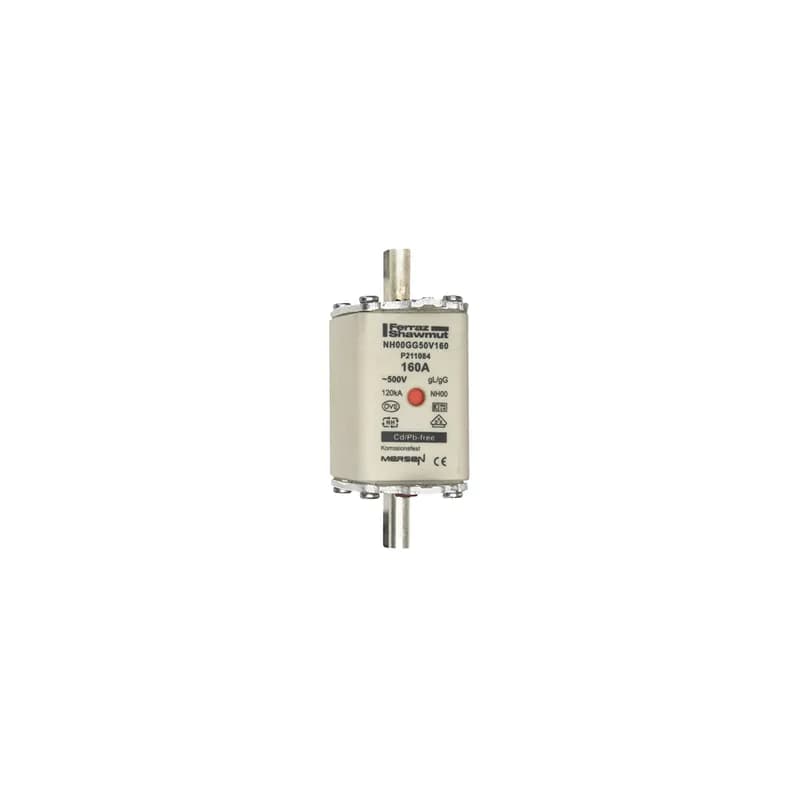 DIN NH Standard fuse-link gG Size NH00 500VAC 250VDC 160A live tags Double indicator Body width 30 mm
