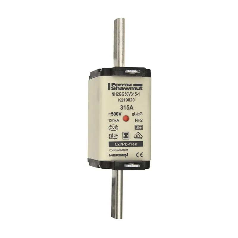DIN NH Standard fuse-link gG Size NH2 500VAC 250VDC 315A isolated tags Double indicator Body width 52 mm