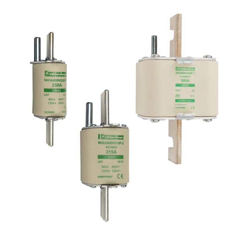 DIN NH Standard fuse-link aM Size NH2 690VAC 400A live tags Striker Body width 2.20in
