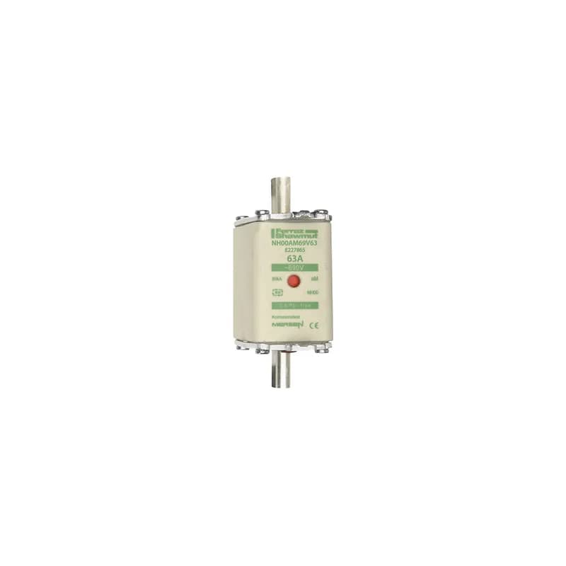 DIN NH Standard fuse-link aM Size NH00 690VAC 63A live tags Double indicator Body width 30 mm