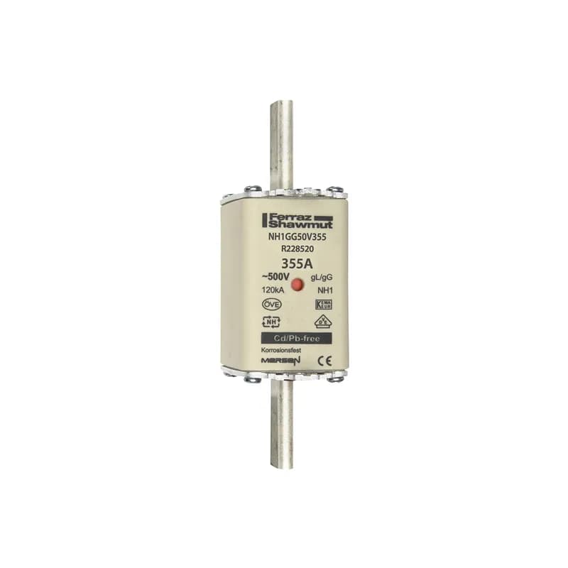 DIN NH Standard fuse-link gG Size NH1 500VAC 250VDC 355A live tags Double indicator Body width 40 mm