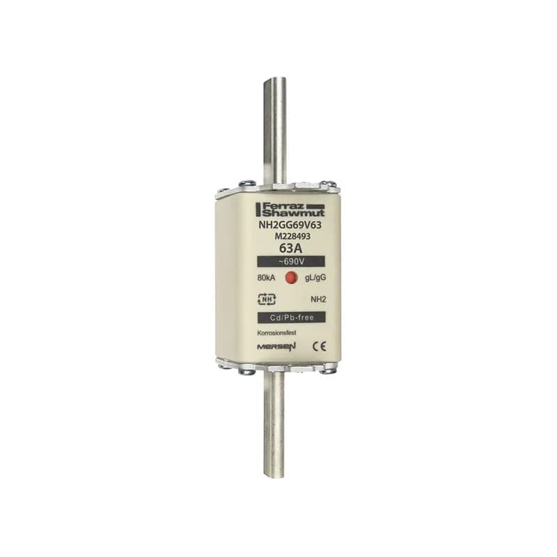 DIN NH Standard fuse-link gG Size NH2 690VAC 250VDC 63A live tags Double indicator Body width 40 mm