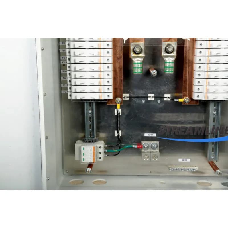 Solar combiners (solar panel combiner boxes) are engineered to combine power from several solar panels onto a common bus. They are specially designed for the types of wiring used in photovoltaic (PV) systems. The output would then be connected to a charge controller or inverter depending on the type of system. Solar combiners also allow for a transition to larger wires between the array and the batteries or inverter to minimize transmission voltage drop all while protecting the array. Streamline now offers a variety of premium plug and play solar combiner box solutions. Built in Streamlines UL 508-A panel shop just outside of Milwaukee Wisconsin these systems can be trusted to perform. All combiner boxes are hand-assembled using best-in-class name brand components and are built to stand up under even the harshest conditions. In addition they are highly serviceable. The polycarbonate enclosure features a full-length piano-hinged door with a non-metallic latch. They offer a variety of mounting options thanks to brass inserts on the rear wall of the enclosure and the lid. Made in the U.S.A the enclosures are UL/cUL NEMA Type 6P IP68 as well as UV and chemical resistant.