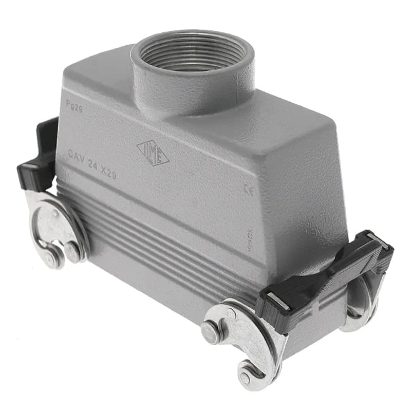 Insulated, Rectangular Hood, size 104.27, Double Latch, Top PG29 cable entry, High Construction
