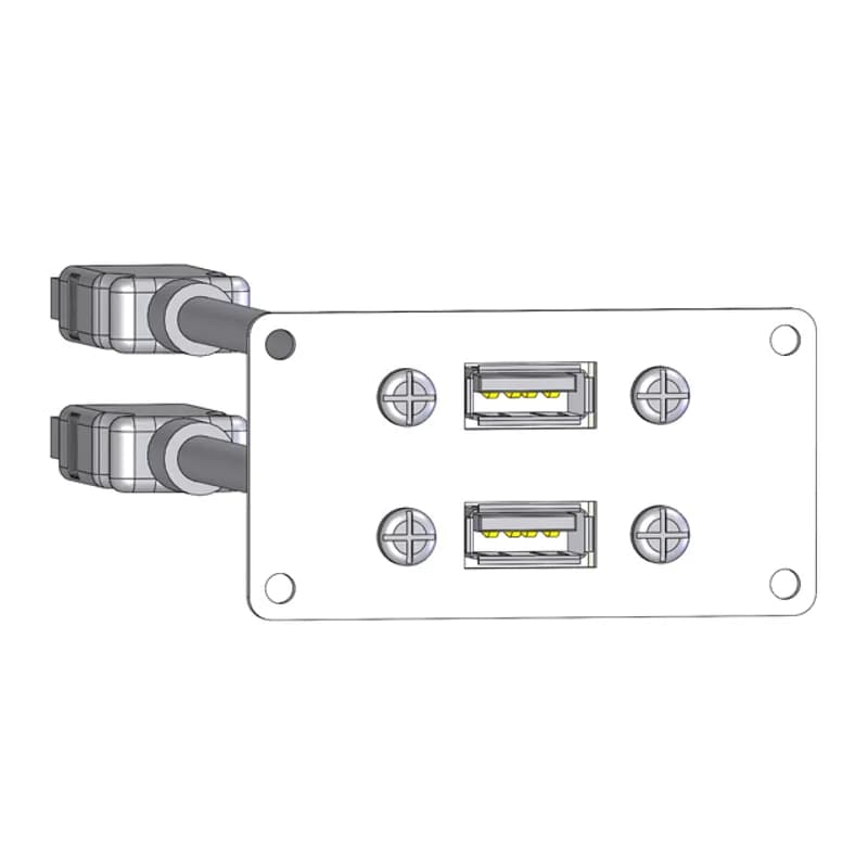 Panel Interface Connector with, 2 form A USB with 6' Cable, in a Size 10 Plate