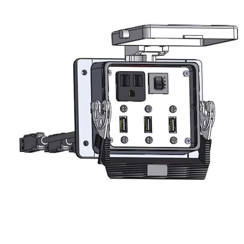 Panel Interface Connector with Simplex outlet, (3) USB-06, and a 3amp reset, in a 32 housing