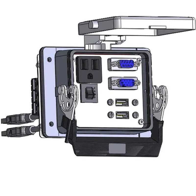 Panel Interface Connector with Simplex outlet, DB9, DDB15, (2) USB-03, and a 3amp reset, in a 32 housing