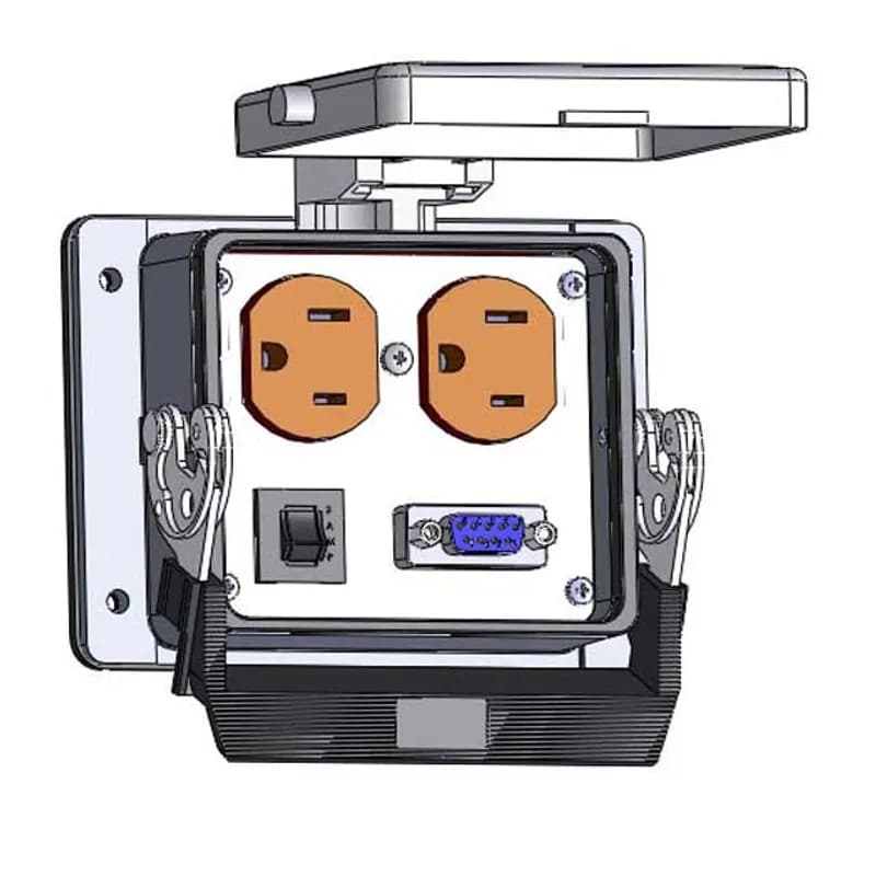 Mencom Corporation DP-DB9-R-32 - Panel Interface Connector with Duplex outlet, DB9, and a 3amp reset, in a 32 housing