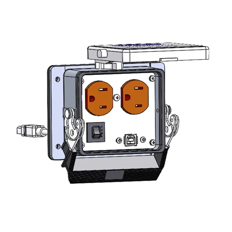 Mencom Corporation DP-USBBB-06-R-32 - Panel Interface Connector with Duplex outlet, USB form B female to form B male with 6' cable , and a 3amp reset, in a 32 housing