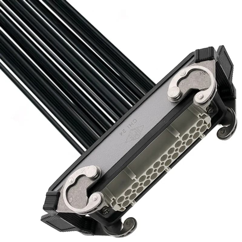 Mencom Corporation IRCD-24NF-140-003 - Pre-wired Female Rectangular Receptacles, 24 Pole, Double Latch, 14 awg, 0.3M, Squich Spring