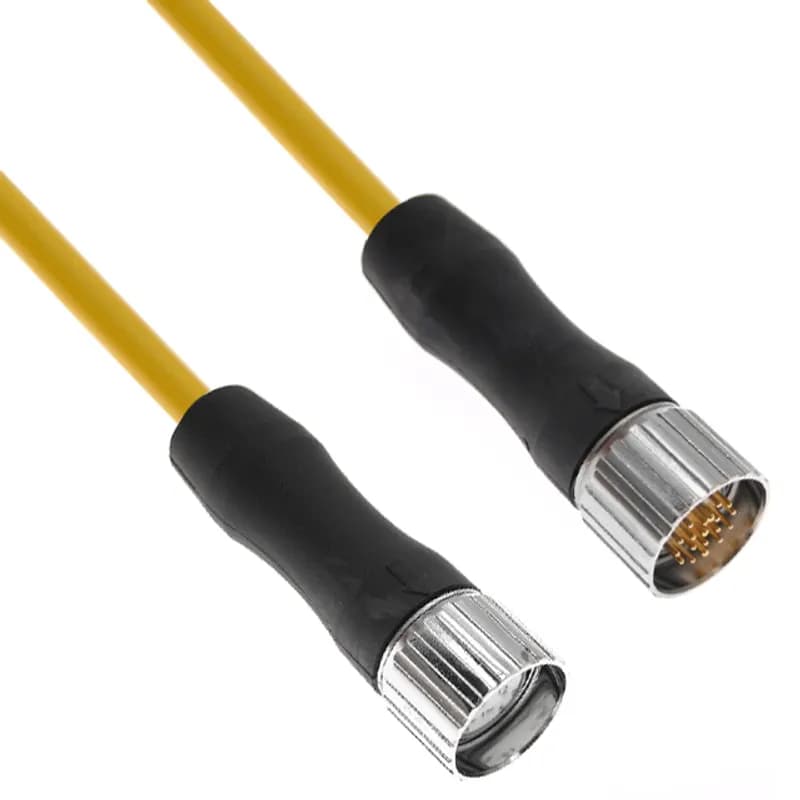 Mencom Corporation MCV-12MFPX-2M - MCV, M23, Cordset, 12 Pole, Male Straight / Female Straight, 2M, 6A, PVC, Yellow