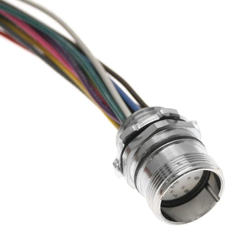 MCV, M23, Receptacle, 19 Pole, Female, Discrete, 2M, 4A, 10/1A or 9/2A, Front Mount, Nickel Plated Brass