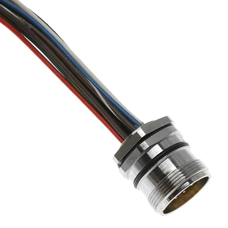 MCV, M23 Receptacle, 12 Pole, Male Straight, Discrete, 0.3M, 6A, M20, Front Mount, Stainless Steel