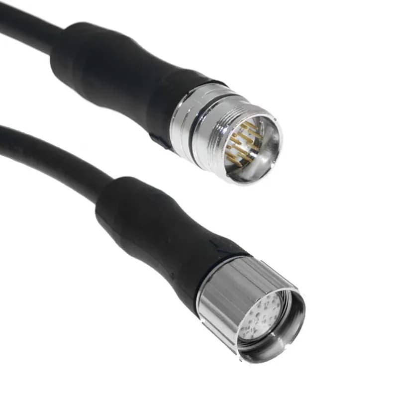 MCV, M23, Hi-Flex, Cordset, 19 Pole, Male Straight with Male Thread/ Female Straight, 2M, 10/1A or 9/2A, TPE, Black