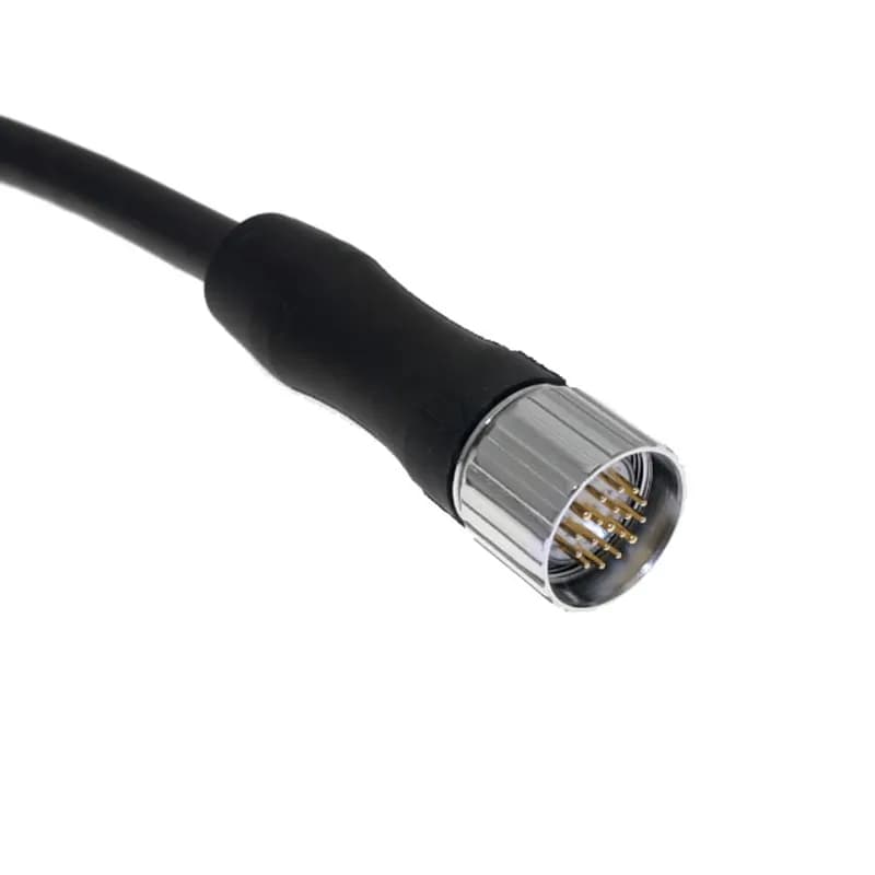 MCV, M23, Cordset, Shielded Cable, Not shielded to coupling nut, 19 Pole, Male Straight, 2M, 10/1A or 9/2A, PUR, Black