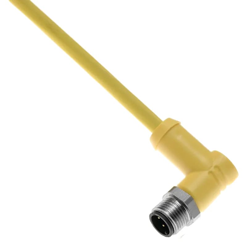 Mencom Corporation MDC-3MP-4M-R-SS - MDC, Cordset, 3 Pole, Male Right Angle, 4M, 4A, Yellow, PVC, Stainless Steel