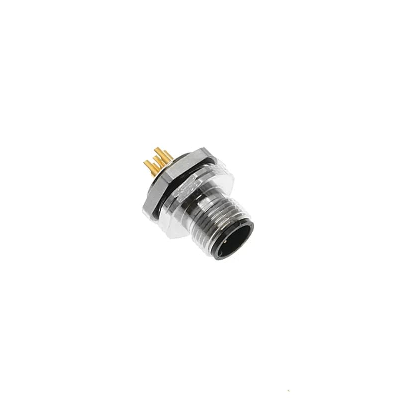Mencom Corporation MDC-4MR-PG9-SC - MDC, Receptacle, 4 Pole, Male Straight, Solder Cup, 4A, PG9, Front Mount, Nickel Plated Brass
