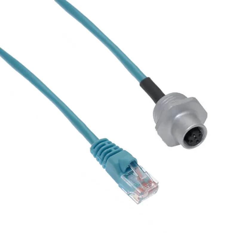 Ethernet, Receptacle, 8 Pole, M12 Female Straight / RJ45 Plug, 3 M, .5-NPT, Front Mount, Aluminum