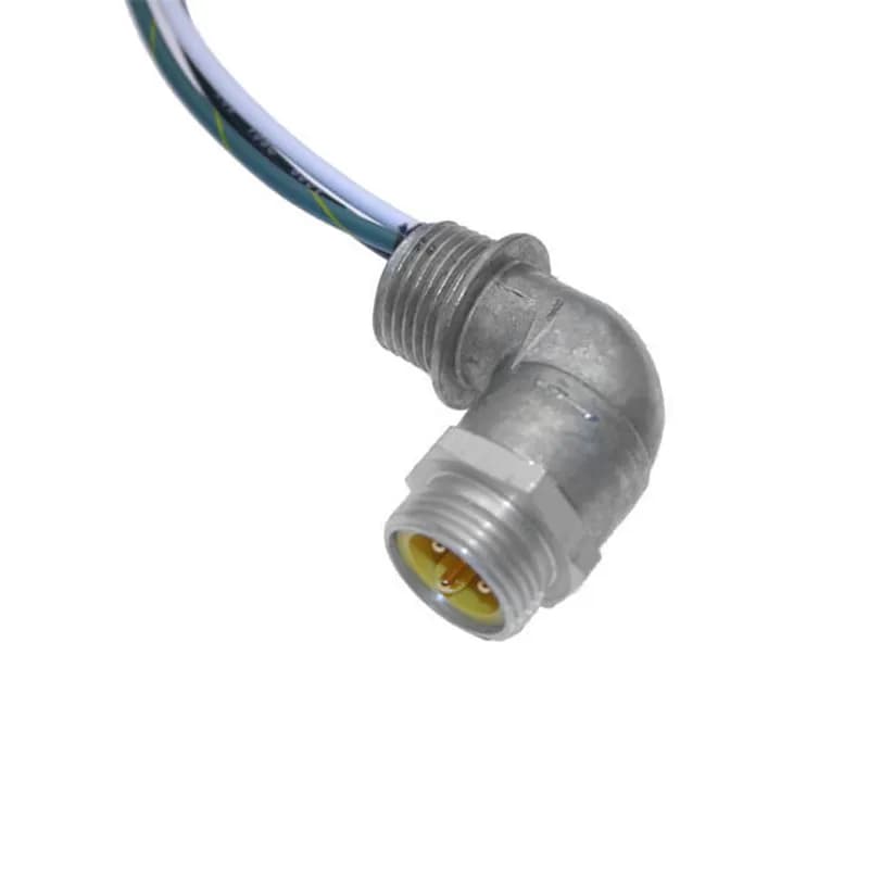 MIN Size I, Receptacle, 2 Pole, Male Right Angle, 6 Ft, 16awg, 13A, .5-NPT, Front Mount, Aluminum Clear Anodized