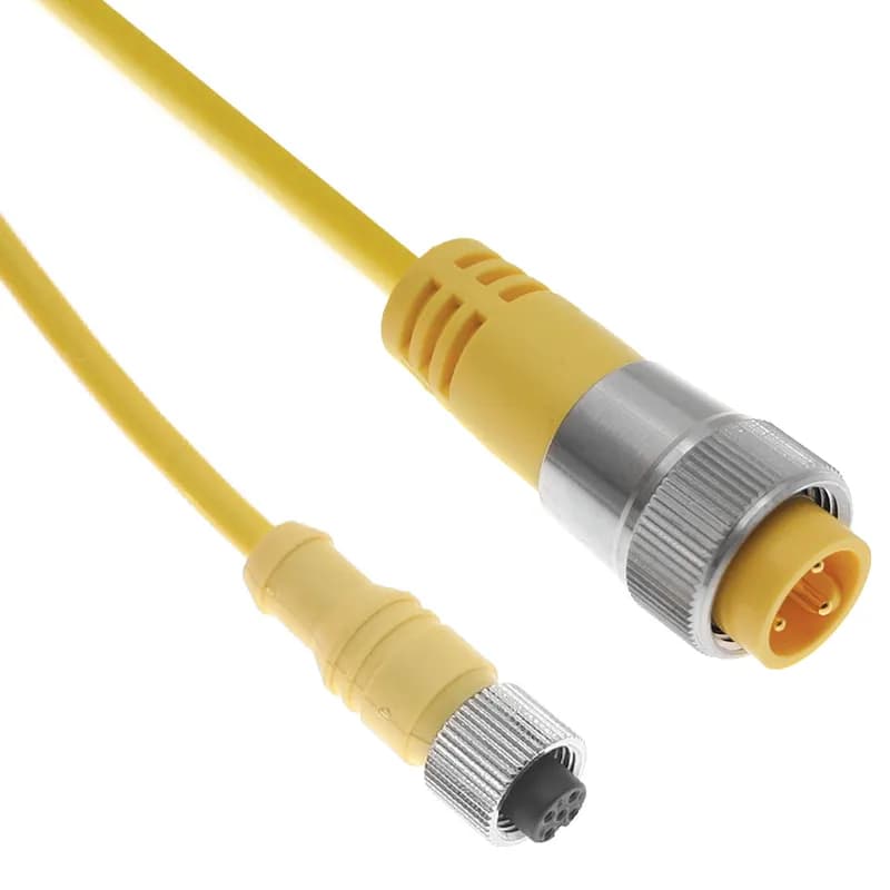 Mencom Corporation MINDC-3MFP-1M - MIN Size I Male Straight to MDC Female Straight, Cordset, 3Pole, 1M, 4A, Yellow, PVC