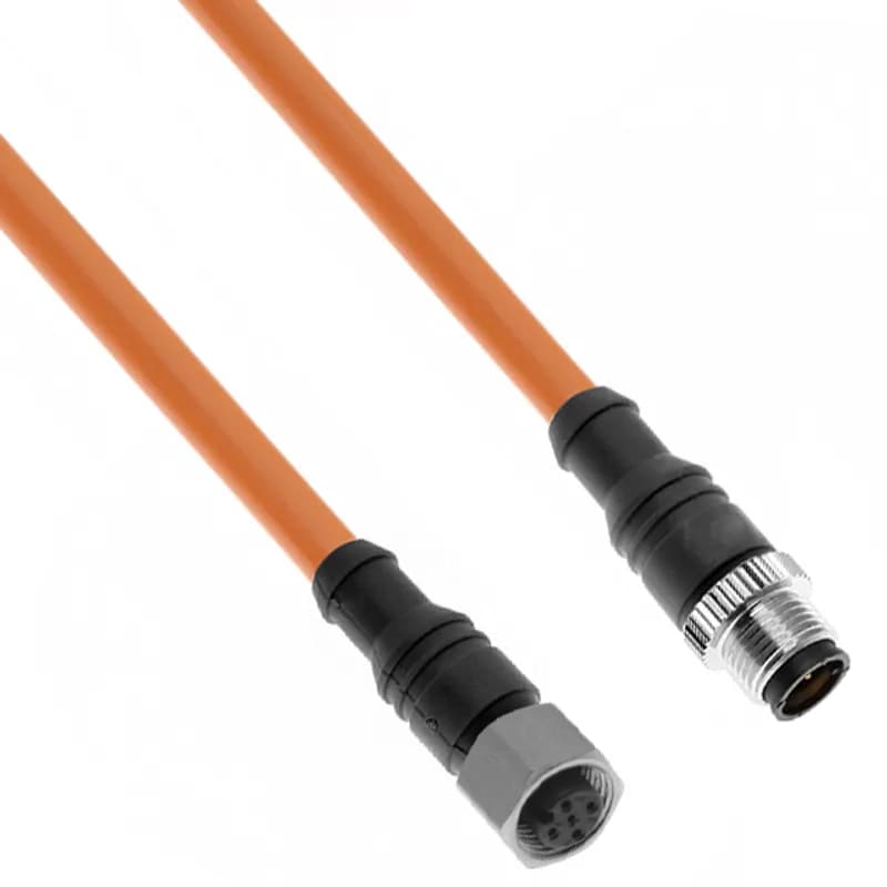Profibus PA, Cordset, Shielded Cable, Not shielded to coupling nut,4 Pole, M12 Male Straight / M12 Female Straight, 5 Meters, 18 awg, 4A, Orange, PVC, Stainless Steel
