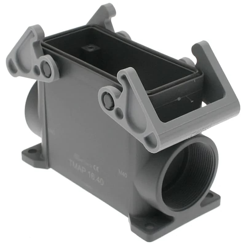 Plastic, T Series, Rectangular Base, Double Latch, Surface mount, size 104.27, Side M40 cable entry