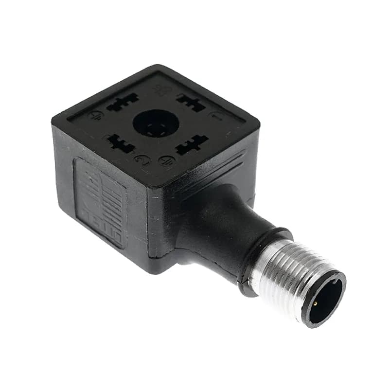 Mencom Corporation VAG-029-3401 - Solenoid Valve Connectors, Receptacle, 3 Pole, Form A 18mm, with 4 Pole M12 Male Straight, 24V, 4A, LED w/MOV