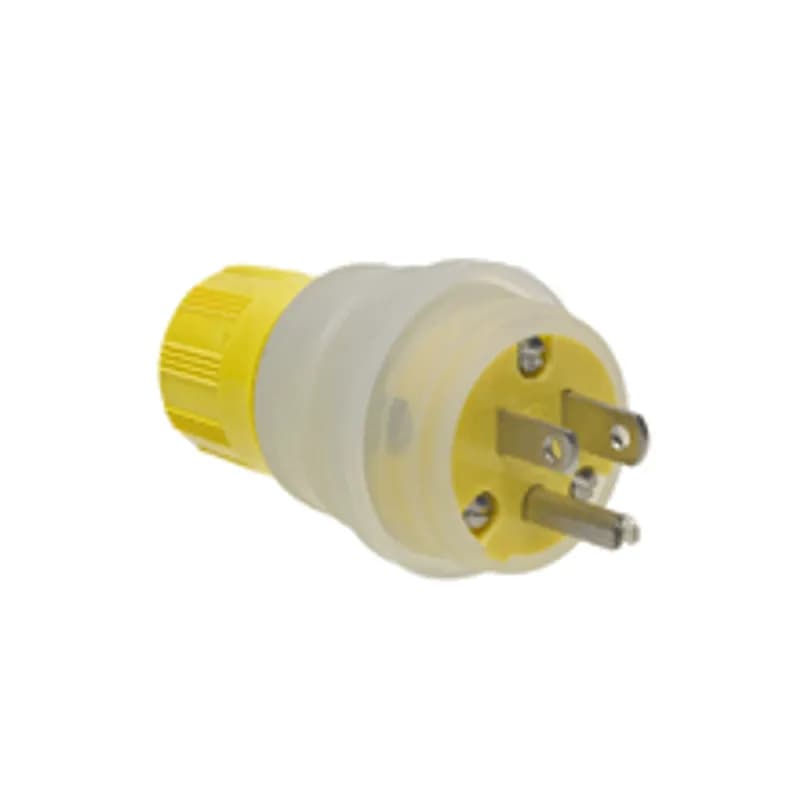 Woodhead 24W47EZ - Watertite® Ground Fault Monitoring Plug with Locking Blade 2 Pole/3 Wire, NEMA L5-15, 125V, Cord Grip Body Size F2